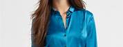 Turquoise Satin Blouses for Women