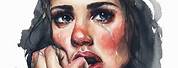Watercolor Sad Girl Portraits