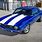 Blue Camaro with White Stripes