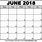 Calendar of June 2018