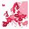 Europe Map Pink