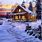 Log Cabin Winter Snow Scenes