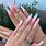 Pink and White Coffin Long Nails