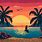 Pixel Art Beach Sunset