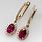 Ruby and Gold Earrings