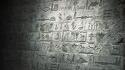 Vertical Egyptian Hieroglyphs Ancient Stone Wall Vintage