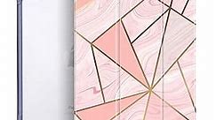 Case Compatible with New iPad Pro 11 Inch 3rd Generation 2021, Slim Trifold Hard Back Shell Protective Cover, Support Apple Pencil Charging with Auto Wake/Sleep for iPad Pro 11" 2021 (Pink Marble)