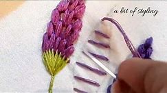 Hand Embroidery | Lavender flower stitch | Portuguese knotted stem stitch | Cluster stitch