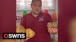 *NEW VIDEO* Chip shop finds massive potato - enough for two whole portions