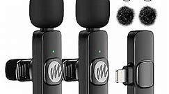 Moman Wireless Lavalier Microphone for iPhone, 2 Pack Clip on Microphones for Video Recording, Mini Phone Mic Interview for Vlog YouTube Tiktok, Wireless-lavalier Mic for iPhone 14/13/12/11/SE...
