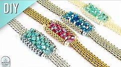 How to make a custom beaded bracelet with 4 mm bicone crystals and seed beads using peyote stitch.