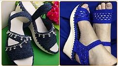 Stylish & ultra modren ladies wearing crochet madded women's shoes designs/ladies wedge shoes Design