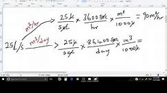 How to convert litres per second to cubic meters per day and cubic meters per hour