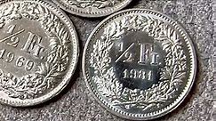Value SWITZERLAND Swiss Coin - 1/2 Franc 1968B,1969,1981 Monedas Suiza Centavos
