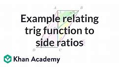 Example relating trig function to side ratios | Basic trigonometry | Trigonometry | Khan Academy