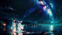 Stellar Serenity: Vaporwave Anime Night Sky with Angura Kei Aesthetics