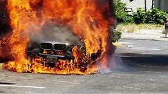 Car erupts in flames
