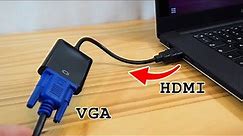 HDMI to VGA adapter • Setup with laptop and old VGA monitor