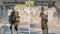 counter strike 2 (2023) vs Counter Strike Source (2004) details and physics comparison