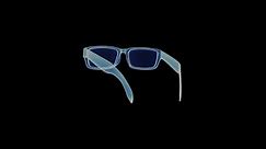 Hologram sunglasses. 3D animation of eyeglasses for viewing on a black background with a seamless loop