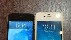 iPod touch 4 on iOS 5 vs iPhone 4 on iOS 7 boot up test #shorts #ipodtouch4 #ios5 #iphone4 #ios7