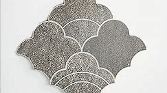 COLAMO Luxury Peel and Stick Backsplash,Mix Metal Silver Faux Stone Adhesive Tile,Stick on Arabesque Geometric Water Jet Design,Accent Wall Mosaic Tile for Kitchen,Bathroom(Sample,Light Black Marble)