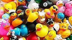 Assorted Rubber Duckies for Kids and Toddlers Cute Duck Bath Tub Pool Toys in Multiple Characters, Fun Carnival, Bath Birthday Gifts Baby Showers Classroom Incentives and Summer Beach, 2" (10-Pack)