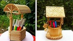 2 Beautiful Pen Holder ideas - Desk organizer #bamboo #bamboocraft #craft