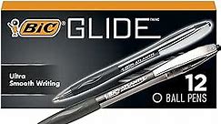 BIC Glide Retractable Ball Pens, Medium Point (1.0 mm), Black, Comfortable Rubber Grip For Writing, 12-Count Pack (VCG11-BLK)