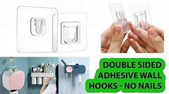 22lb Double-sided Adhesive Wall Hooks With No Drilling - Strong Transparent Adhesive Hooks