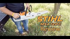 Stihl MSA 120 C Chainsaw Review | Lithium Battery Powered Tool Free Chainsaw Features