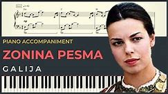 ZONINA PESMA – Galija | Piano Karaoke Cover & Tekst + NOTE za klavir
