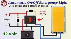 12v Automatic emergency light circuit with battery charger