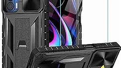 WTYOO for Motorola Moto Edge 2021 Case | Edge 5G UW Case - with Tempered Glass Screen Protector Built in Kickstand & Slide Camera Cover Protection Shockproof Armor Protective Phone Case - Black