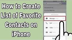 How to Create List of Favorite Contacts on iPhone || How to add Favorite Contacts on iPhone
