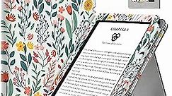 MoKo Case Fits All-New 6" Kindle (11th Generation, 2022 Release)/ Kindle (10th Gen,2019)/Kindle (8th Gen, 2016), Ultra Lightweight PU Shell Cover with Auto Wake/Sleep for Kindle 2022, Flowers