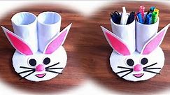 How to Make Pen Holder from Recycled Bottles || DIY Bunny Pen Stand