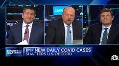 Watch CNBC's Jim Cramer discuss shares of Apple, bank stocks, Holmes verdict and more