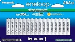 Panasonic BK-4MCCA16FA eneloop AAA 2100 Cycle Ni-MH Pre-Charged Rechargeable Batteries, 16 Pack