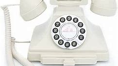 GPO Carrington Classic Retro Push-Button Phone - Pull-Out Tray, Traditional Bell Ring Tone - Ivory