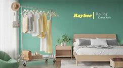 Raybee rolling hanging clothes rack with adjustable height & width design makes your storage easier!