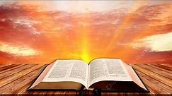 Open Bible With Sunset Christian Worship Loop Video