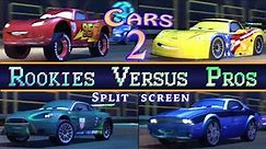 Cars 2 The Video Game 4 Player Split Screen Racing Rookies Vs Pros Gameplay