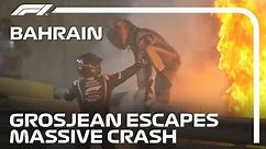 Romain Grosjean Walks Away From Dramatic, Fiery Crash | 2020 Bahrain Grand Prix