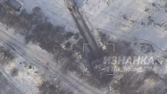 RU POV: Active UA AHS Krab self propelled howitzer spotted and hit by Lancet drone, NW of Soledar