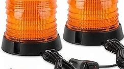 ASPL 2pcs LED Warning Flash Beacon Lights, 60 LED Amber Warning Safety Flashing Strobe Lights with Magnetic and 16 ft Straight Cord for Vehicle Truck Tractor Golf Carts UTV Car Bus,12V-24V