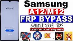 Samsung M12/A12 FRP Bypass Android 12 CLEAR DATA Not supported Without Pc 2023 /Google Account Lock