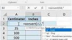 Convert CM to Inches in Excel