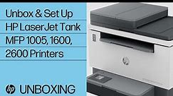How to Unbox HP LJ Tank MFP1005,1600,2600 Printers & Connect to Wi-Fi or Wired Network.