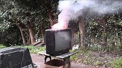 Working CRT - TV smoking and on fire